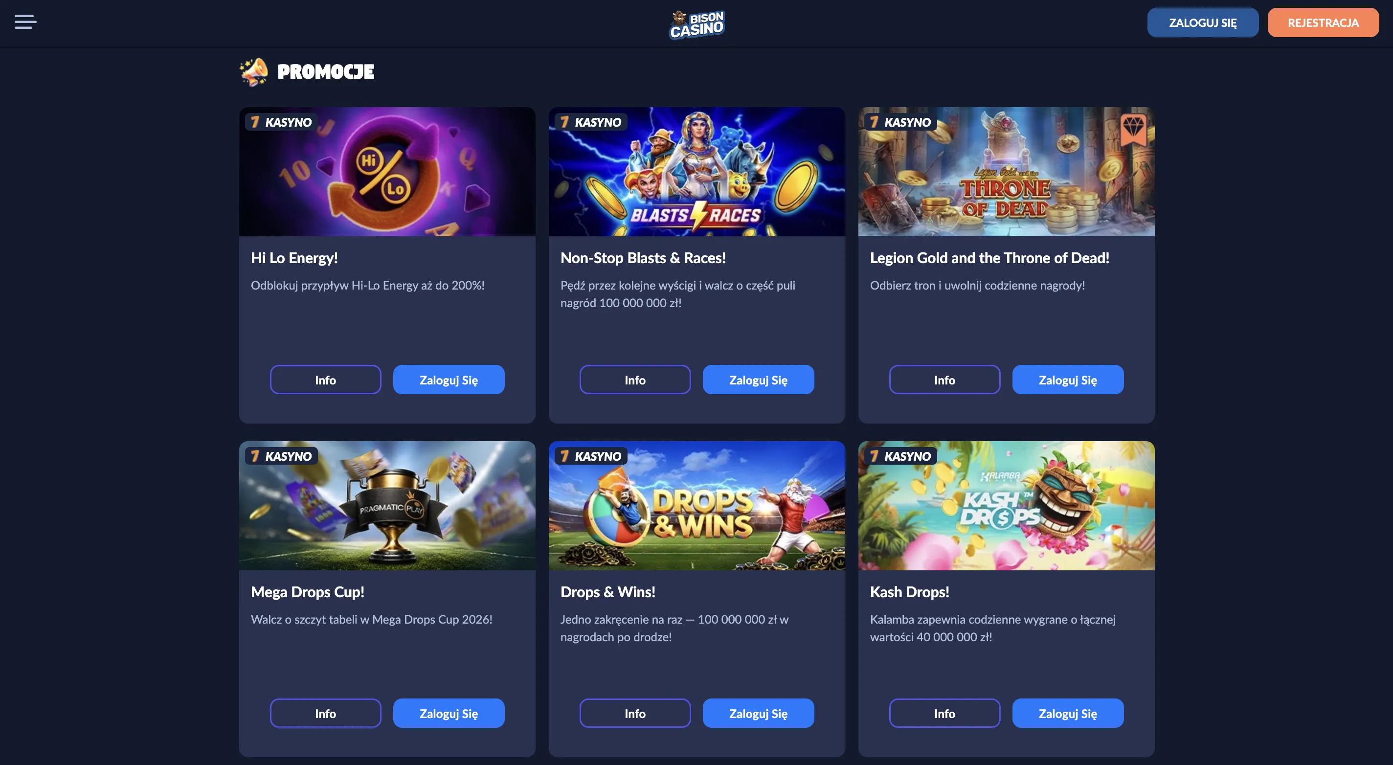 Inne promocje i oferty specjalne w Bison Casino kod promocyjny