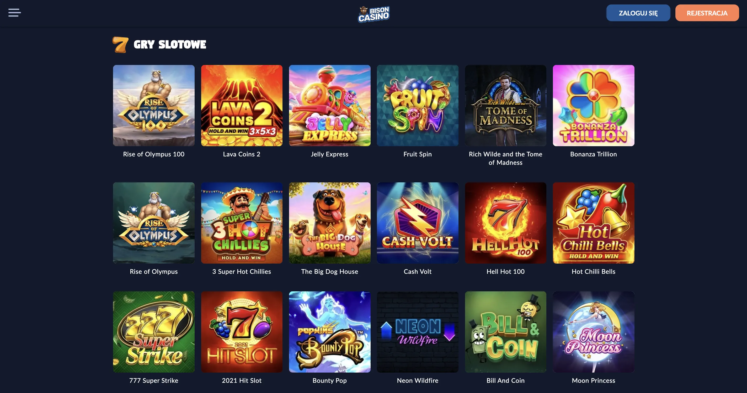 Gry w Bison Casino — automaty i kasyno na żywo